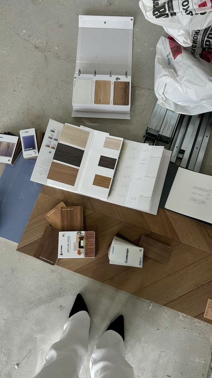 vue dessus planche travaux